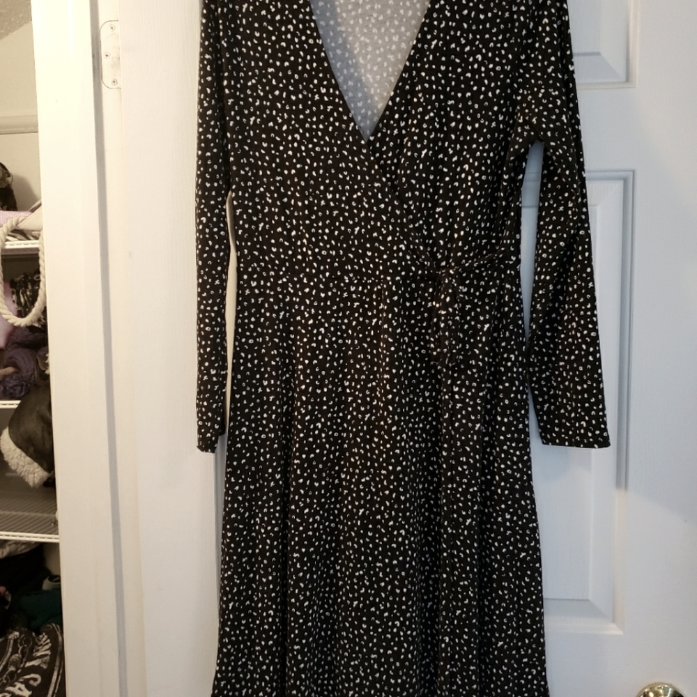 Medium Black cheetah wrap dress